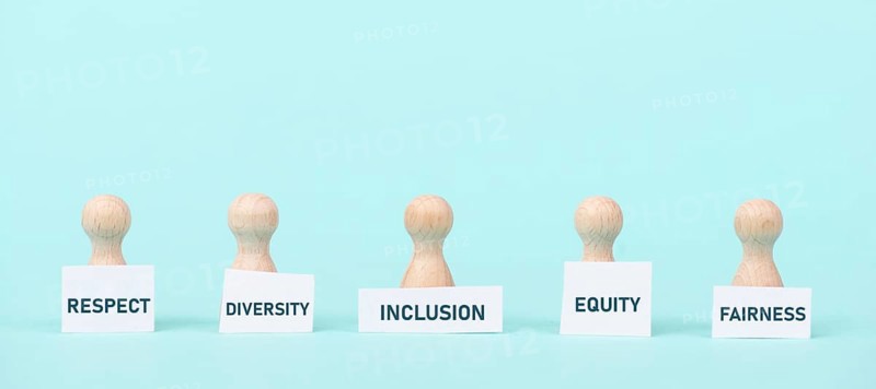 Respect, diversity, equity, fairness and inclusion, human rights, tolerance and acceptance, zero discrimination and racism, multicultural people