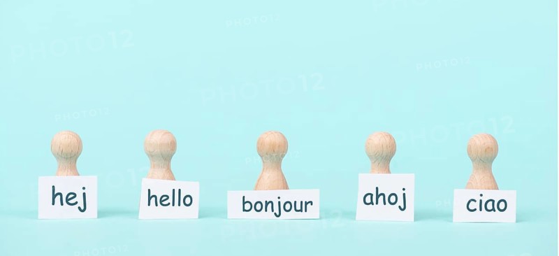 European languages, word hello in different language spoken in Europe, concept of multilingual business and community, multilingualism in the EU