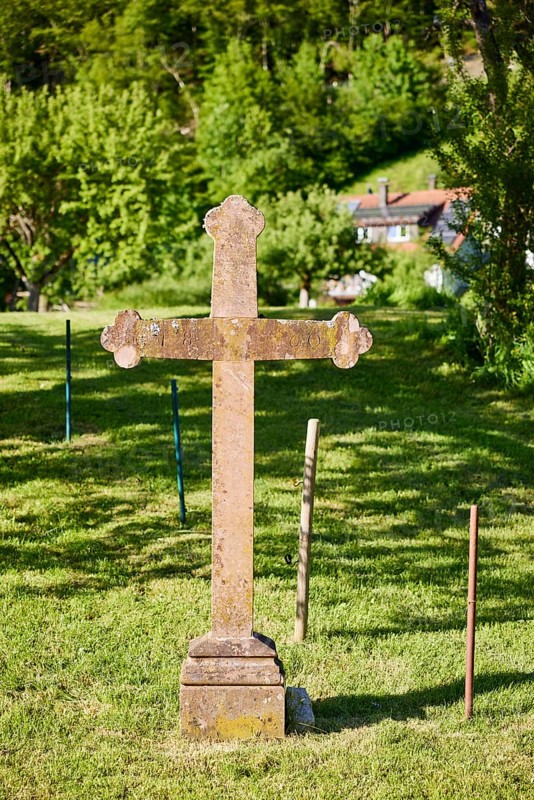 Stone cross in the Geschwend district, Todtnau, Black Forest, Lorrach district, Baden-Württemberg, Germany, Europe