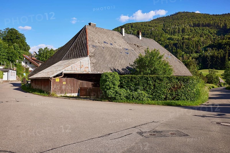 Black Forest house at a crossroads in the historic district of Geschwend, Todtnau, Black Forest, district of Lorrach, Baden-Württemberg, Germany, Europe