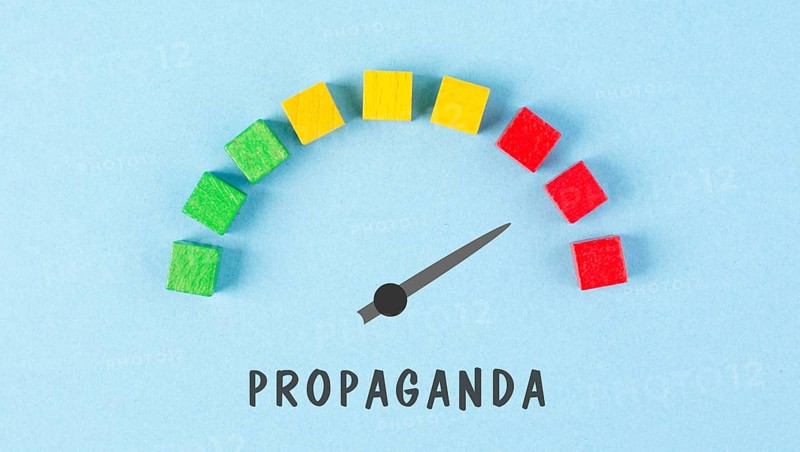 Propaganda in progress, facts and fake news, conspiracy theory concept, media and manipulation, mind control