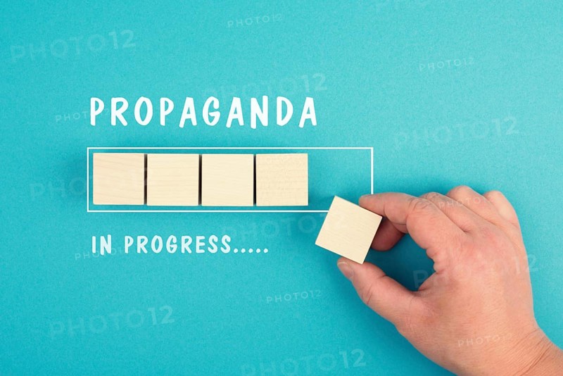 Propaganda in progress, facts and fake news, conspiracy theory concept, media and manipulation, mind control