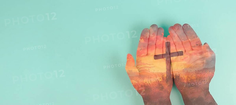 Religious cross, christian belief, crucification Jesus Christ on Easter, good friday, palm sunday, religion and prothecy
