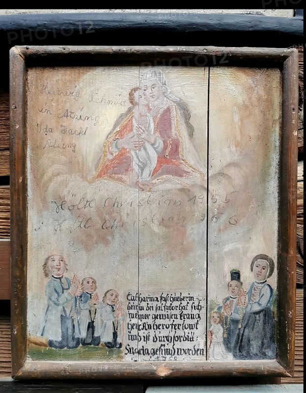 Votive pictures, votive tablets on the walls of the chapel of grace inside the church, pilgrimage church of the Assumption of the Virgin Mary in Sammarei, district of Passau, Lower Bavaria, Bavaria, Germany, Europe