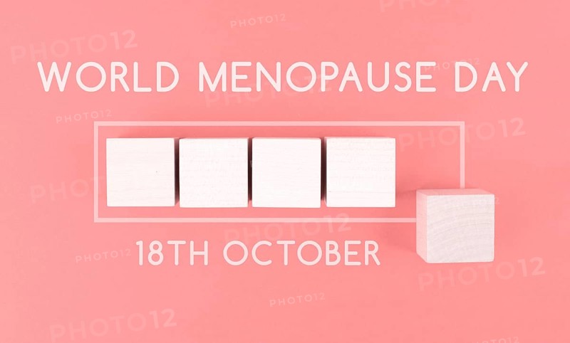 Menopause loading bar, hormone replacement therapy, middle aged woman, fertility production, World Menopause Day