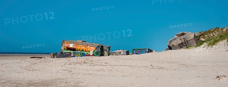 Ruin of a german bunker in Normandy, France from the Second World War, D-Day military invasion by the allies, history of Europe