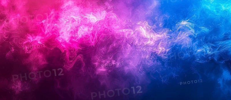 Colorful abstract art with swirling pink and blue smoke-like effects, AI generated