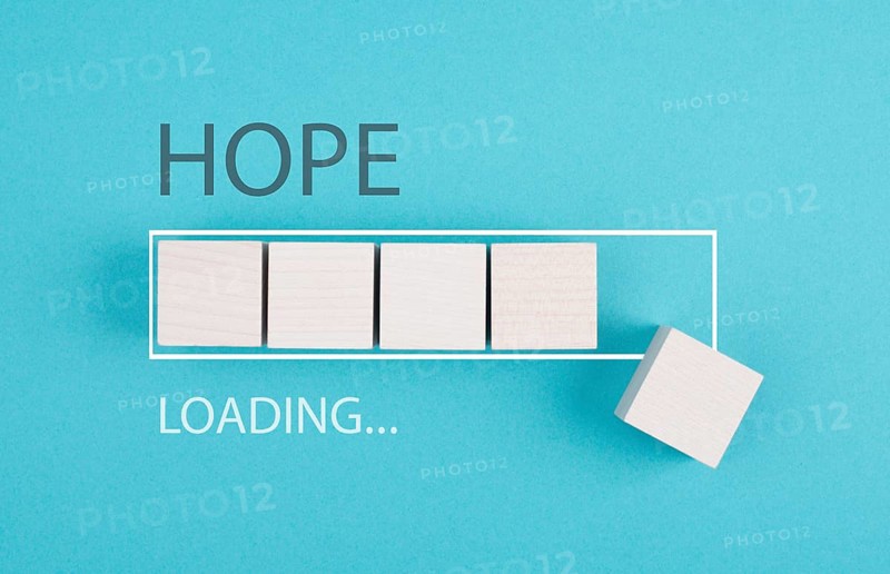 Hope loading, trust and believe concept, having faith in the future, hopeful positive mindset, progress bar