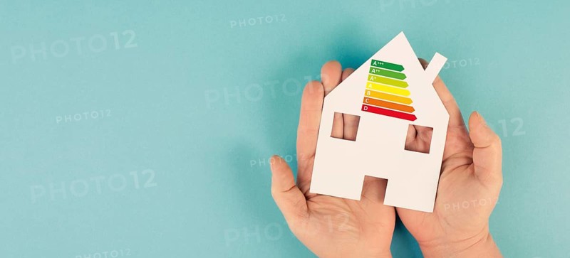 House with power consumption graphic, renewable substainable energy, solar electrcity, green co2 footprint, carbon emission, eco friendly lifestyle