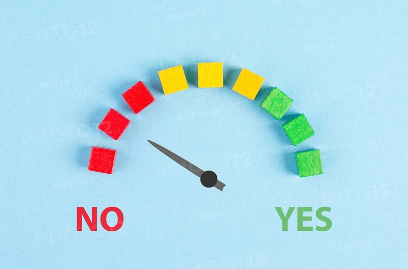 Yes and no loading bar, making a decision, asking questions, looking for an answer, positive mindset
