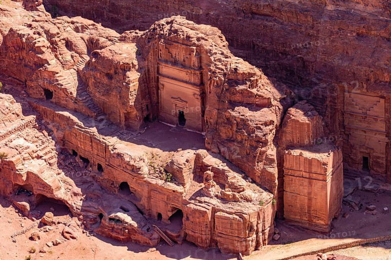 View of the Royal Tumbs from the High Place of Sacrifice, Petra, Jordan, Asia