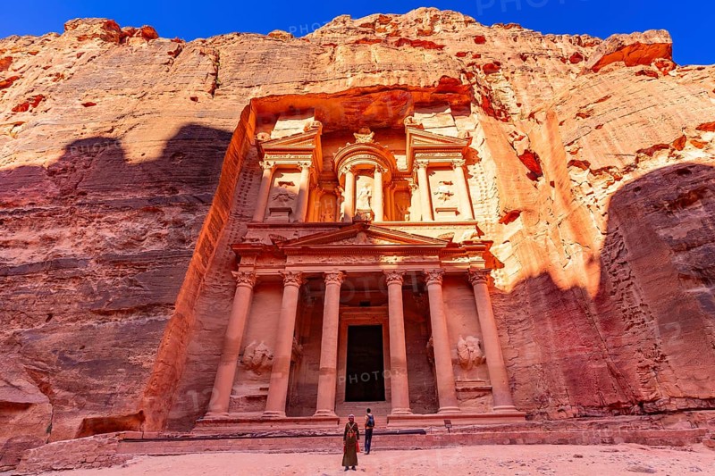 Treasury or Al-Khazneh at sunrise, Petra, Jordan, Asia