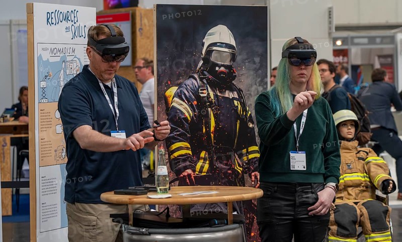 Interschutz 2022 trade fair in Hanover, the world's largest trade fair for fire, rescue and disaster control technology and equipment, over 1300 exhibitors from 50 countries, virtual reality technology in the training area