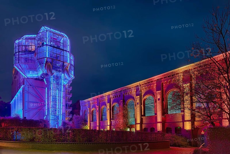 Glass elephant illuminated night Hamm Germany