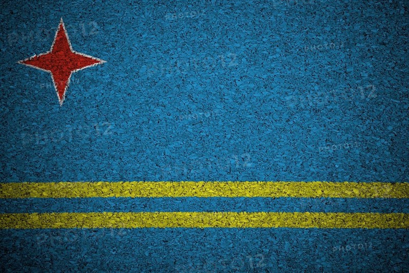 The Aruba Flag painted on a cork board