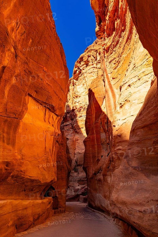 Walking across the Siq, Petra, Jordan, Asia