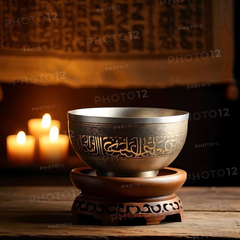 Tibetan singing bowl as Symbolic images for relaxation, AI generated