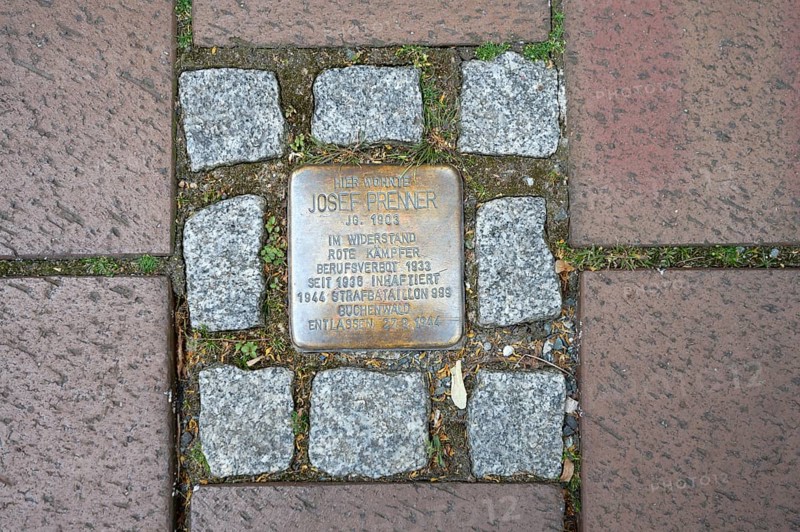 Stolperstein, Memorial to murdered Jewish fellow citizens in the Nazi era 1933-1945, Markusplatz 1, Bamberg, Oberfranen, Bavaria, Germany, Europe