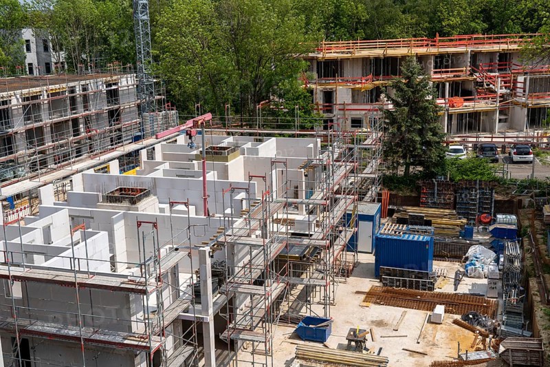 Building site, new construction of apartment blocks, shell construction, Essen, North Rhine-Westphalia, Germany, Europe