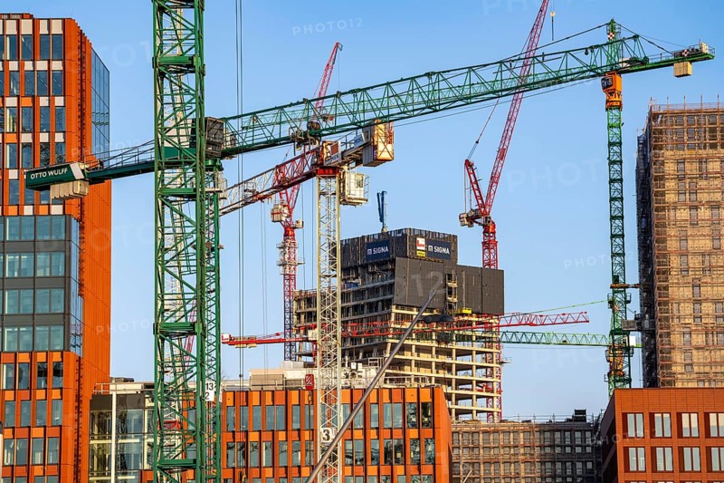 Construction sites in the east of Hafencity Hamburg, office building, Elbtower, new district on the Elbe, on the site of the former free harbour, residential units for 14, 000 people, 3, 000 hotel beds, 45, 000 jobs, Hamburg, Germany, to be completed by the 2030s, Europe