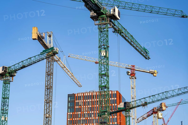 Construction sites in the east of Hafencity Hamburg, office building, new district on the Elbe, on the site of the former free harbour, residential units for 14, 000 people, 3, 000 hotel beds, 45, 000 jobs, Hamburg, Germany, to be built here by the 2030s, Europe