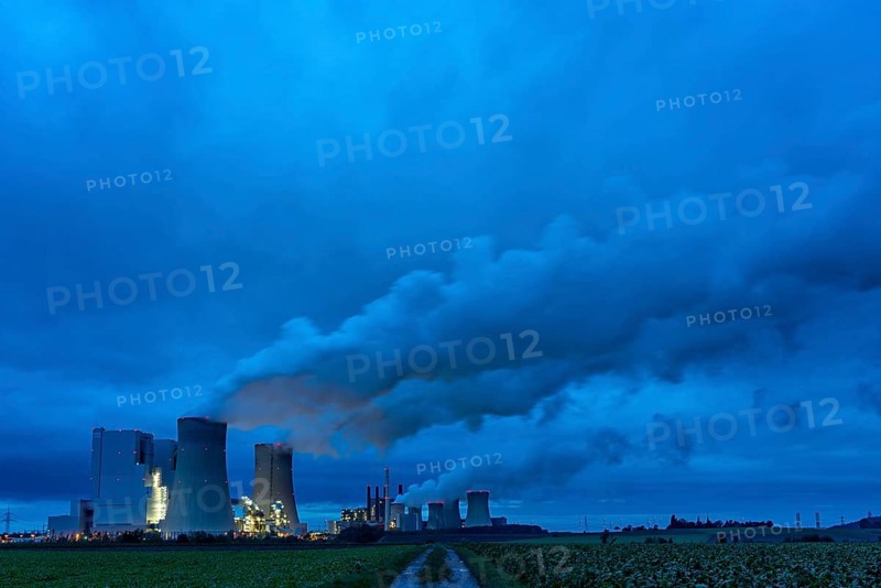 Neurath lignite-fired power station, power station units A, E, cooling towers, town of Grevenbroich, North Rhine-Westphalia, Germany, Europe