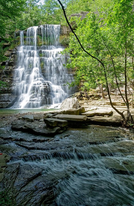 The Cascata dell'Alferello, the waterfall of the Alferello stream, in the Foreste Casentinesi National Park in the Apennines in Romagna. Alfero, Emilia Romagna, Italy, Southern Europe, Europe