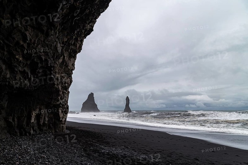 At Reynisfjara Beach in southern Iceland