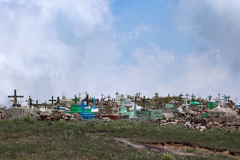 A view of Crosses above graves at a cemetery in a village near Sohra in Meghalaya, India on 19 April 2021