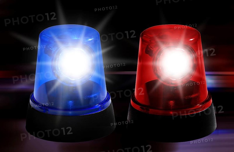 Blue light red light police fire department siren with flashing light background with emergency lights