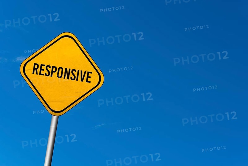 Responsive Web Design, yellow sign with blue sky