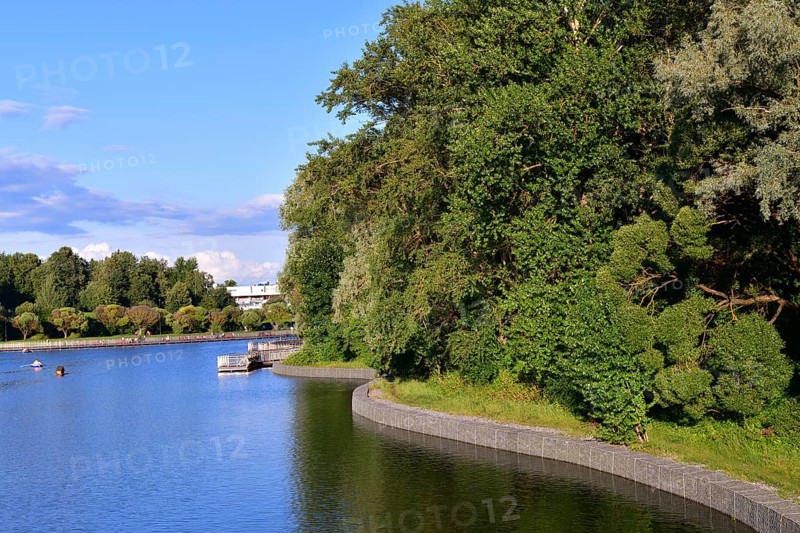 Arboretum and large city pond in Zelenograd in Moscow, Russia, Europe