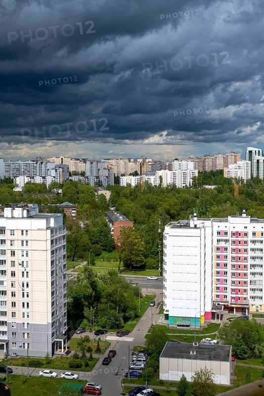 Beautiful cityscape of residential area of Moscow, Russia, Europe