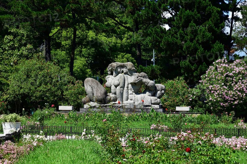 Sochi, Russia, June 5. 2018 sculpture Adam and Eve in the arboretum, Europe