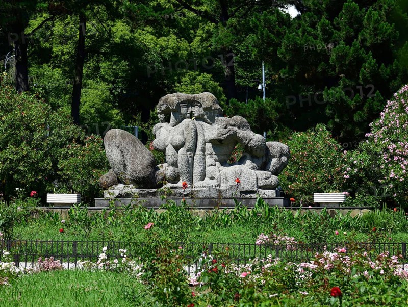 Sochi, Russia, June 5. 2018 sculpture Adam and Eve in the arboretum, Europe