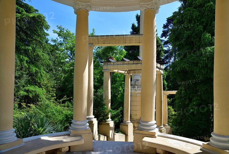 Greek arbor in the arboretum in Sochi, Russia, Europe