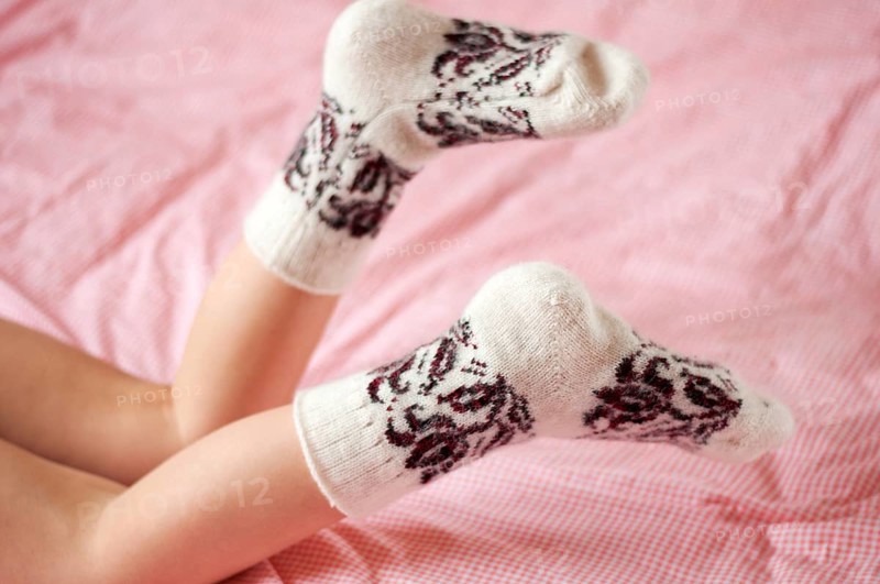 Children's feet in wool socks