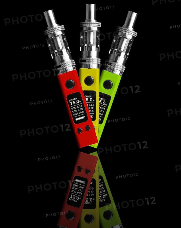 Three electronic cigarettes, isolated on black background