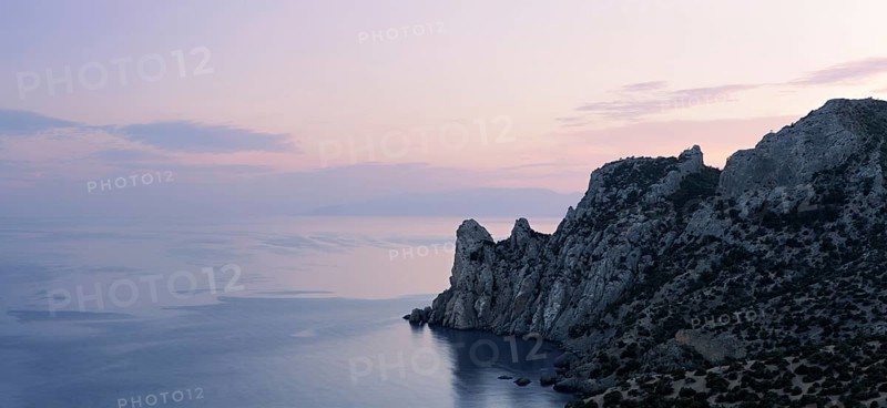 Panorama of rocky coastline of