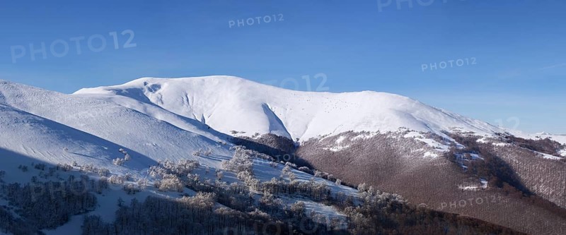 Panorama of Carpathian mountains winter landscape, Ukraine, Europe