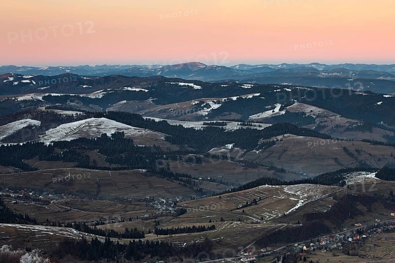 Panorama of Carpathian mountains hills, Ukraine, Europe