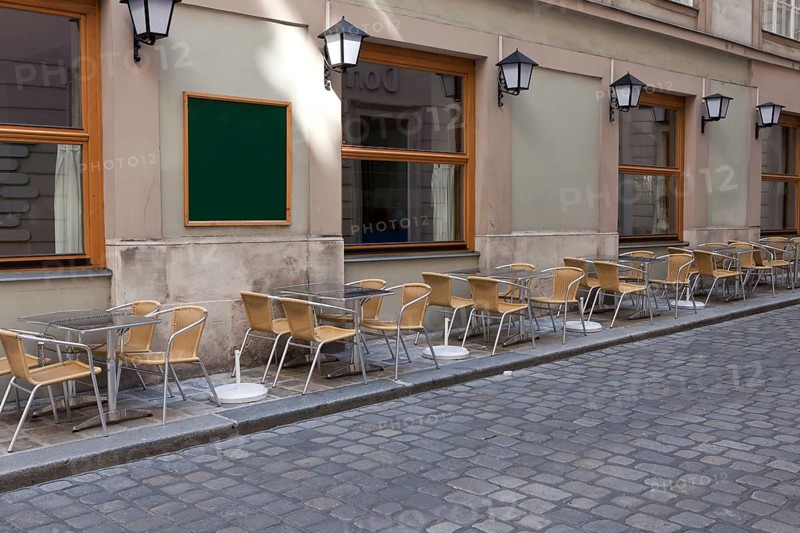 Tables and chairs in a cafe iv Vienna, Ausria