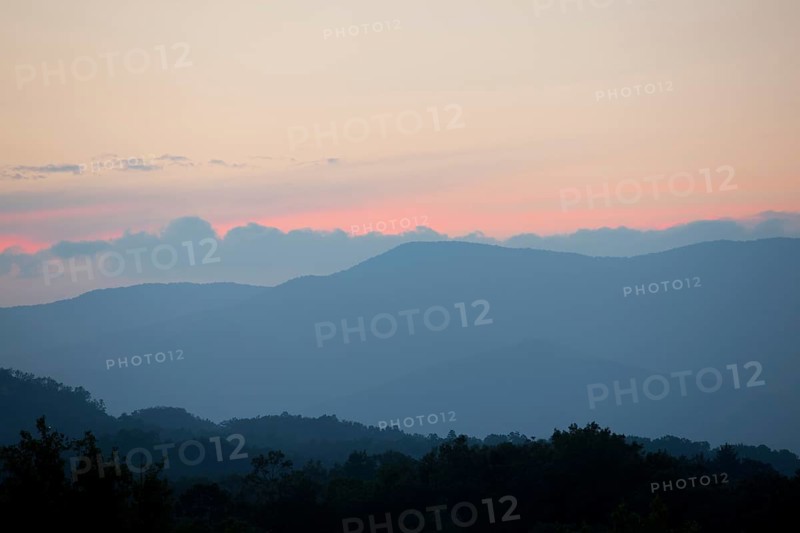 Smoky mountains sunset. Great Smoky Mountain National Park, Tennessee, USA, North America