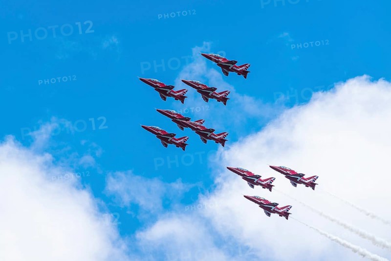 Red Arrows, Royal Air Force Aerobatic Team, Airshow 2024, Teignmouth, Devon, England, United Kingdom, Europe