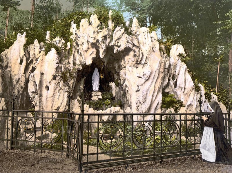 Lourdes Grotto, near Ingenbohl Nunnery, Lake Lucerne, Switzerland, Historic, digitally restored reproduction from a 19th century original, Record date not stated, Europe