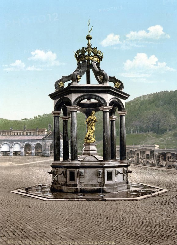 Einsiedeln, Brunnen, Vierwaldstaettersee, Switzerland, Historical, digitally restored reproduction from a 19th century original, Record date not stated, Europe