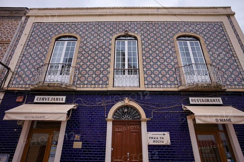 Azulejos, Tiles, Tile decoration, House facade, House, Restaurant, PortimÃ£o, Algarve, Portugal, Europe