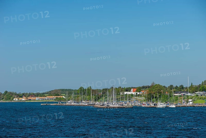 Svendborg, maritime living by the sound, marina, detached houses, forest, Fyn, island of Funen, Denmark, Europe