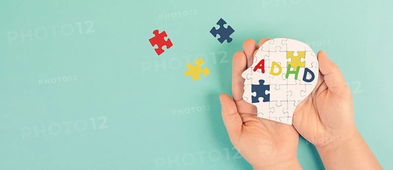 ADHD, attention deficit hyperactivity disorder, mental health, head with puzzle pieces