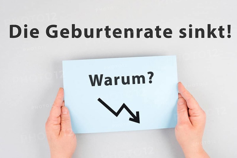 The birth rate is falling, why is standing in german language on the paper, collapse of the population, social issue